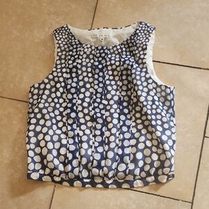 Trina Turk Blue Pleated Blouse with Bib Collar Size Medium